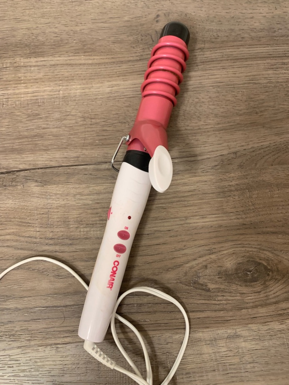 Conair Pink and White Spiral Curling Iron